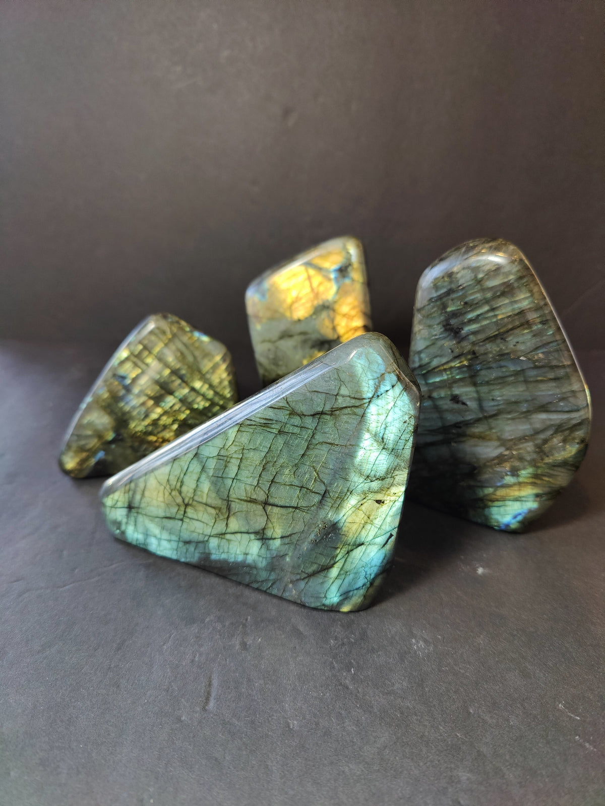 Labradorite Free Form, Polished Blue Flash Standing Sculpture — Madagascar