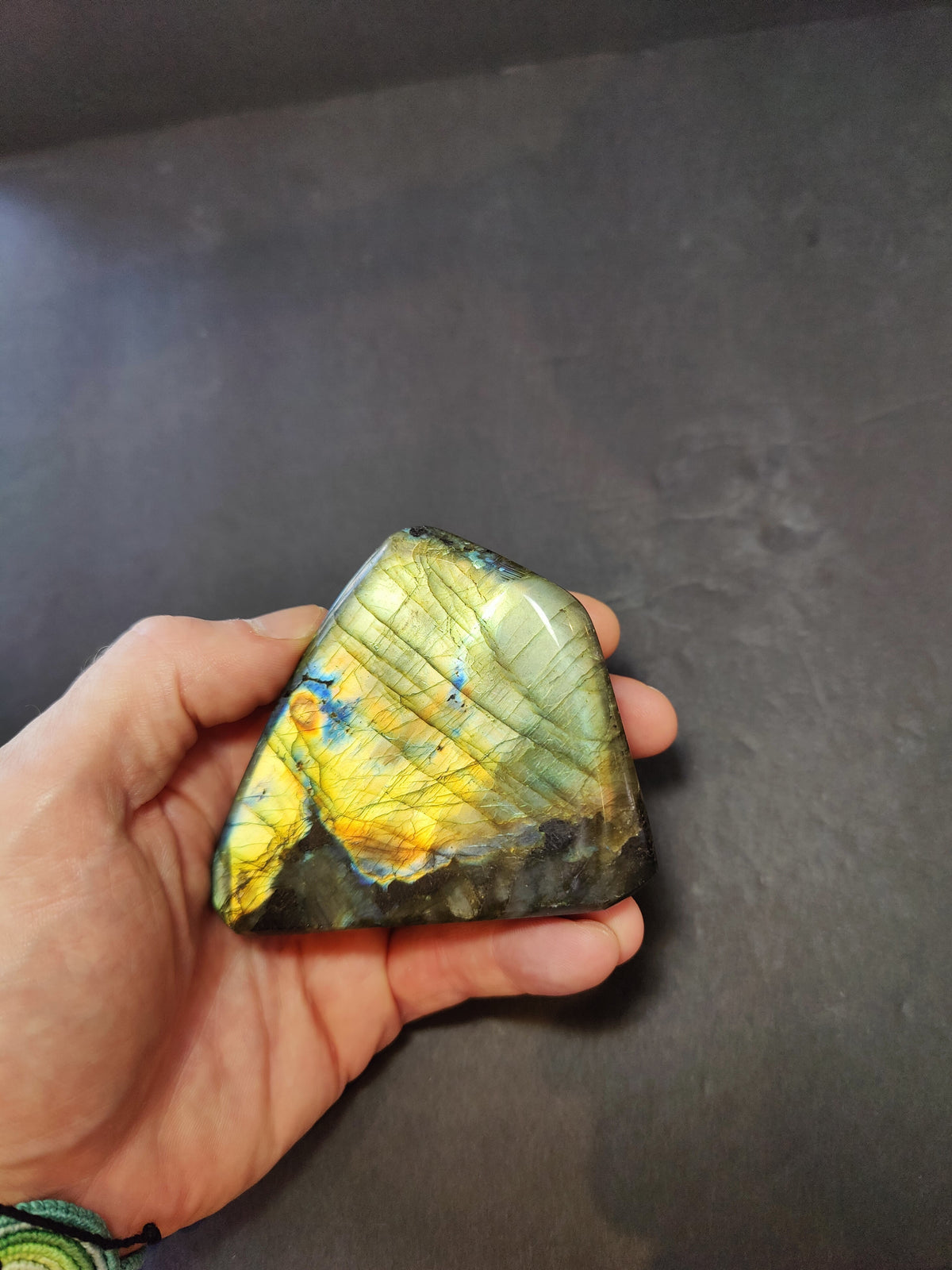 Labradorite Free Form, Polished Blue Flash Standing Sculpture — Madagascar