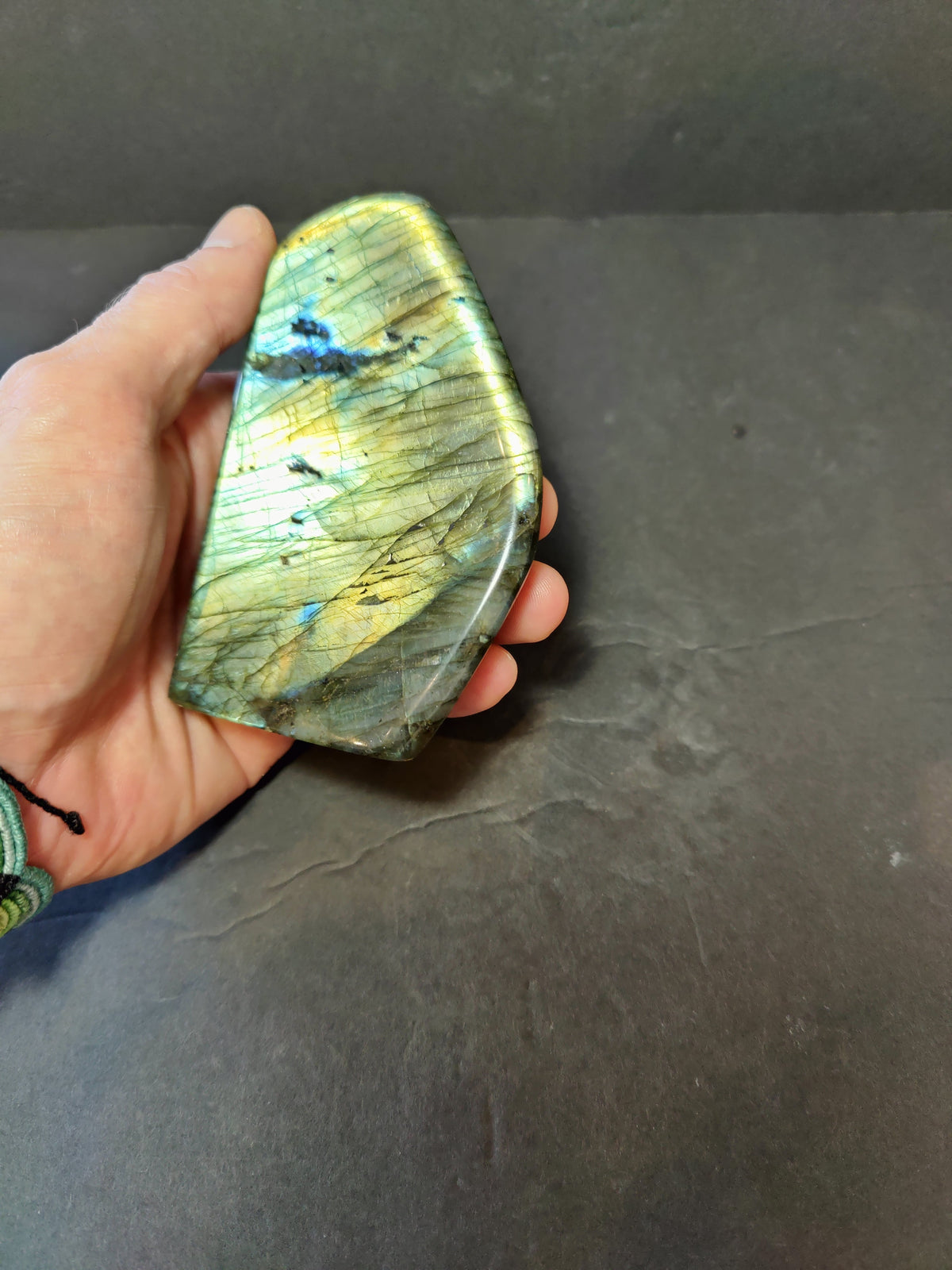 Labradorite Free Form, Polished Blue Flash Standing Sculpture — Madagascar