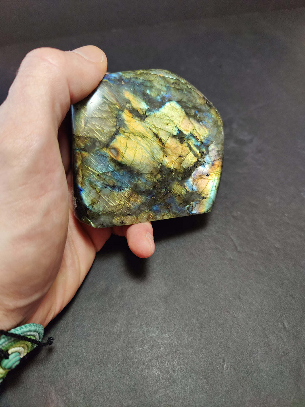 Labradorite Free Form, Polished Blue Flash Standing Sculpture — Madagascar