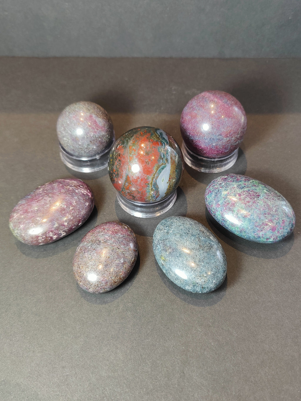 Ruby Kyanite Polished Spheres & Palm Stones