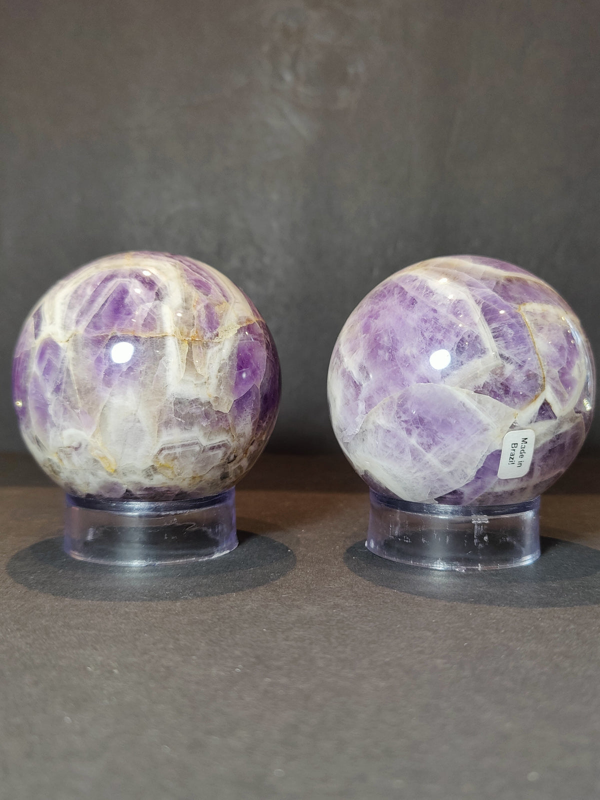 Amethyst Sphere, Polished Chevron Crystal Ball, 2.25–4.25 in — Brazil