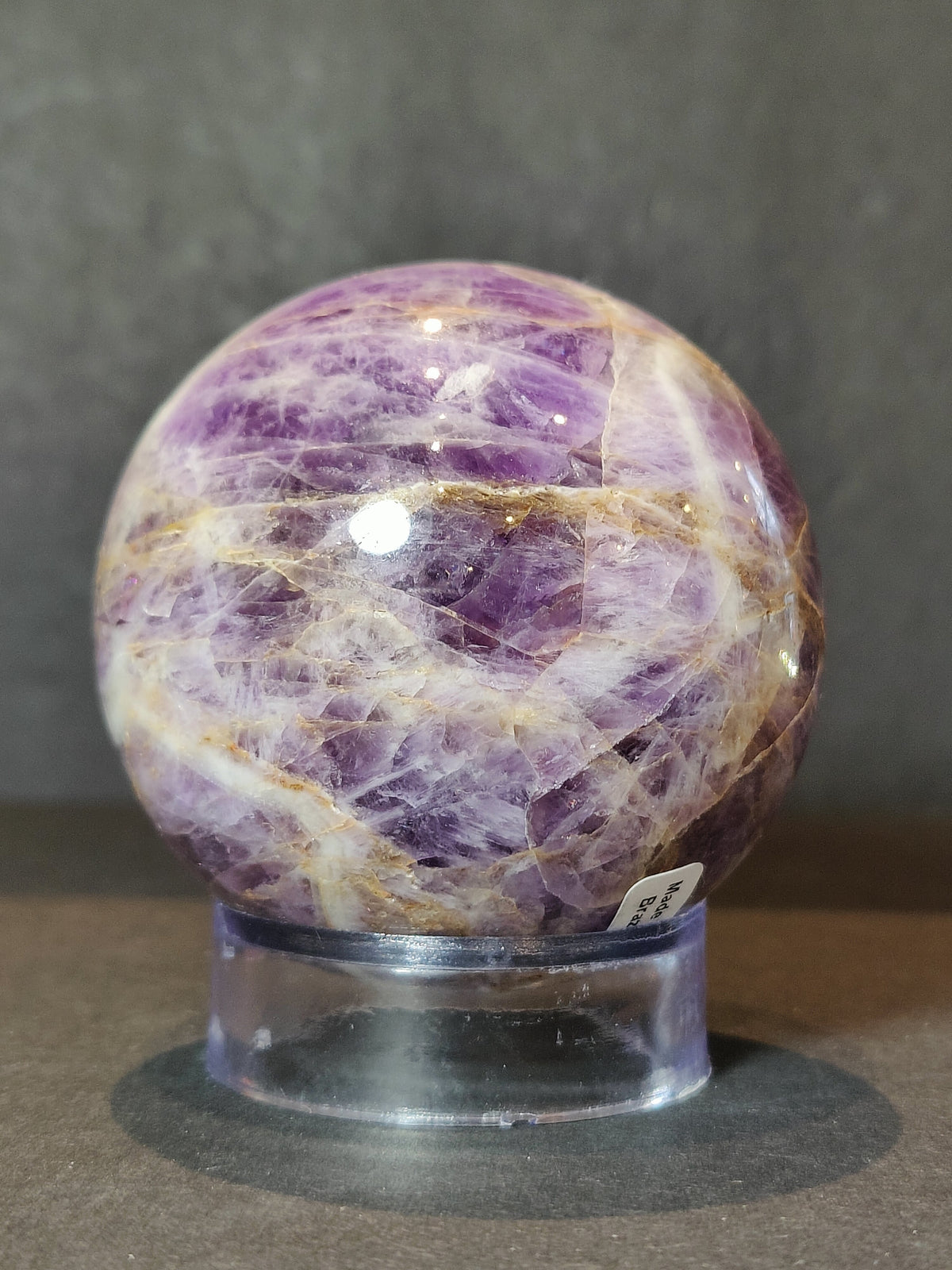 Amethyst Sphere, Polished Chevron Crystal Ball, 2.25–4.25 in — Brazil