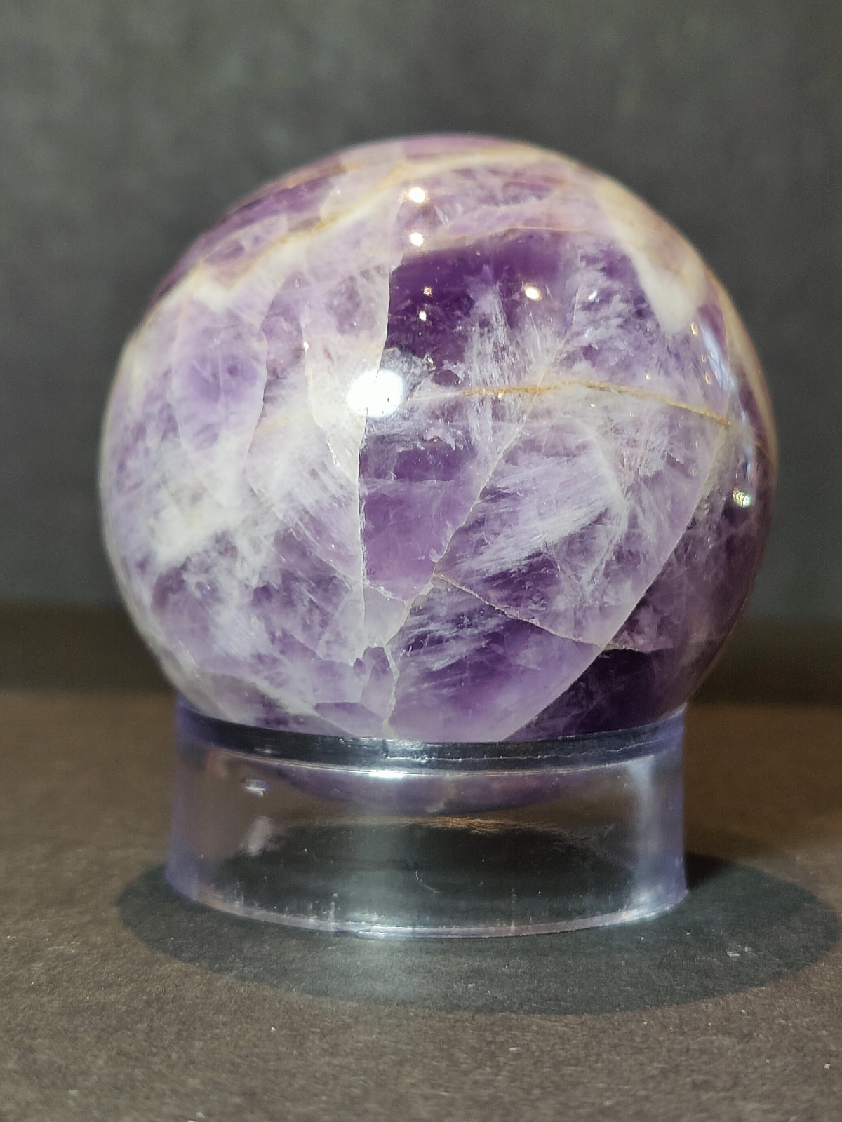 Amethyst Sphere, Polished Chevron Crystal Ball, 2.25–4.25 in — Brazil
