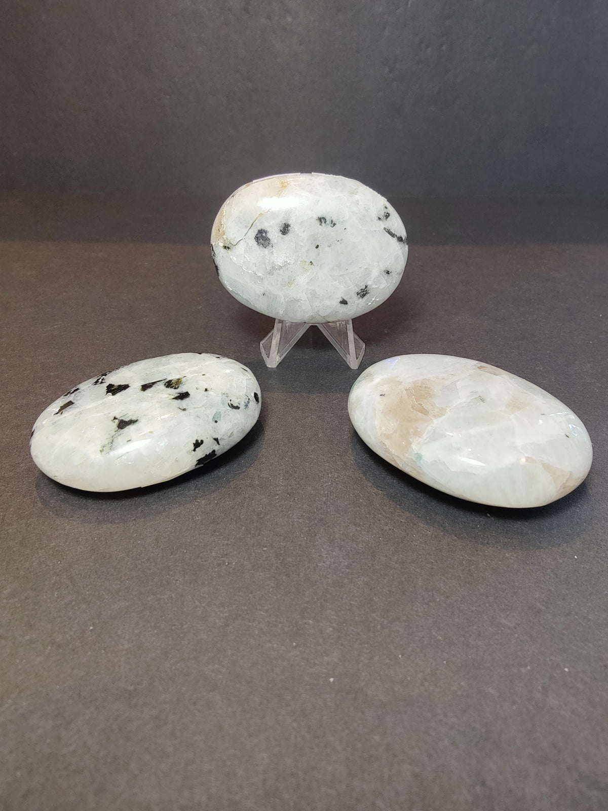 Moonstone Heart or Palm Stone, Polished White Moonstone - Brazil