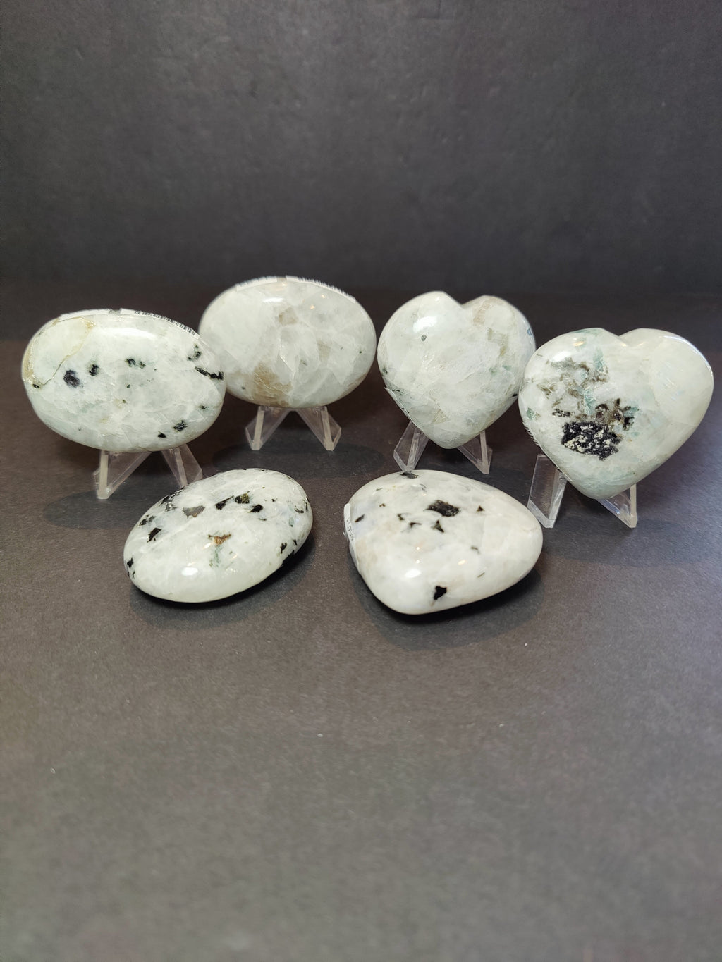 Moonstone Heart or Palm Stone, Polished White Moonstone - Brazil