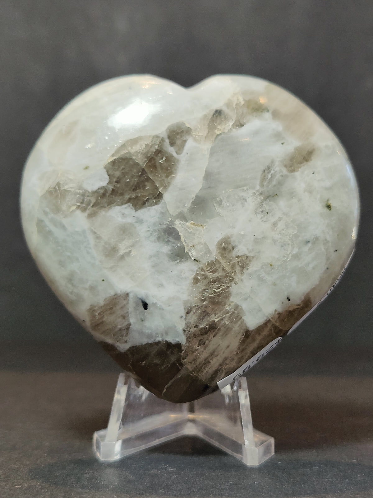 Moonstone Heart or Palm Stone, Polished White Moonstone - Brazil