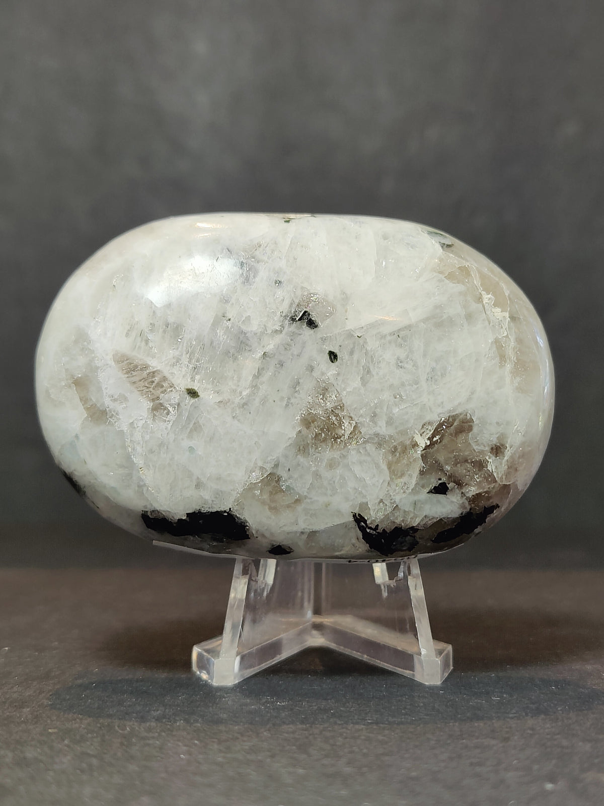 Moonstone Heart or Palm Stone, Polished White Moonstone - Brazil