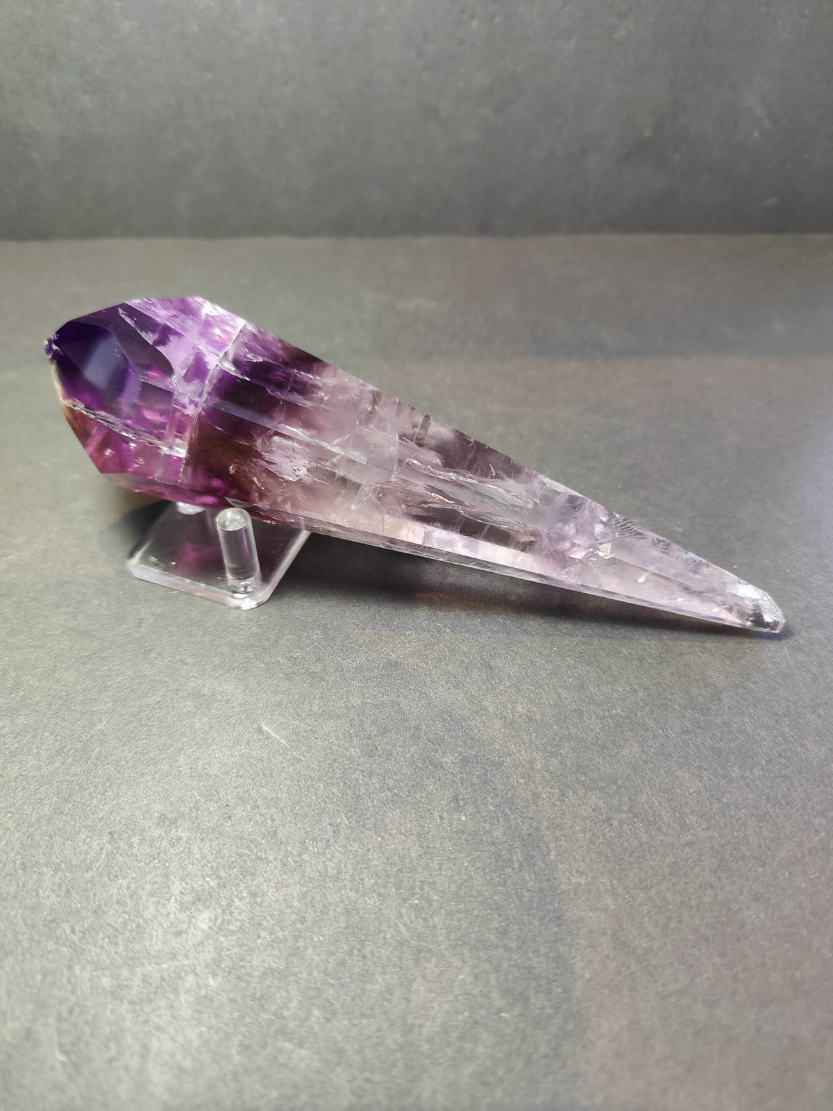 Amethyst Scepter Wand with Metal Display Stand — Polished Brazilian Amethyst