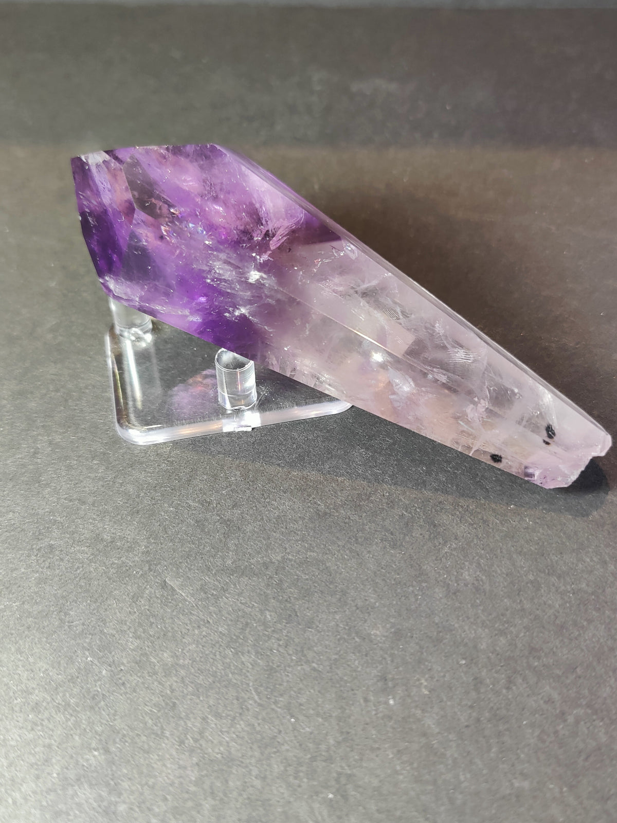 Amethyst Scepter Wand with Metal Display Stand — Polished Brazilian Amethyst