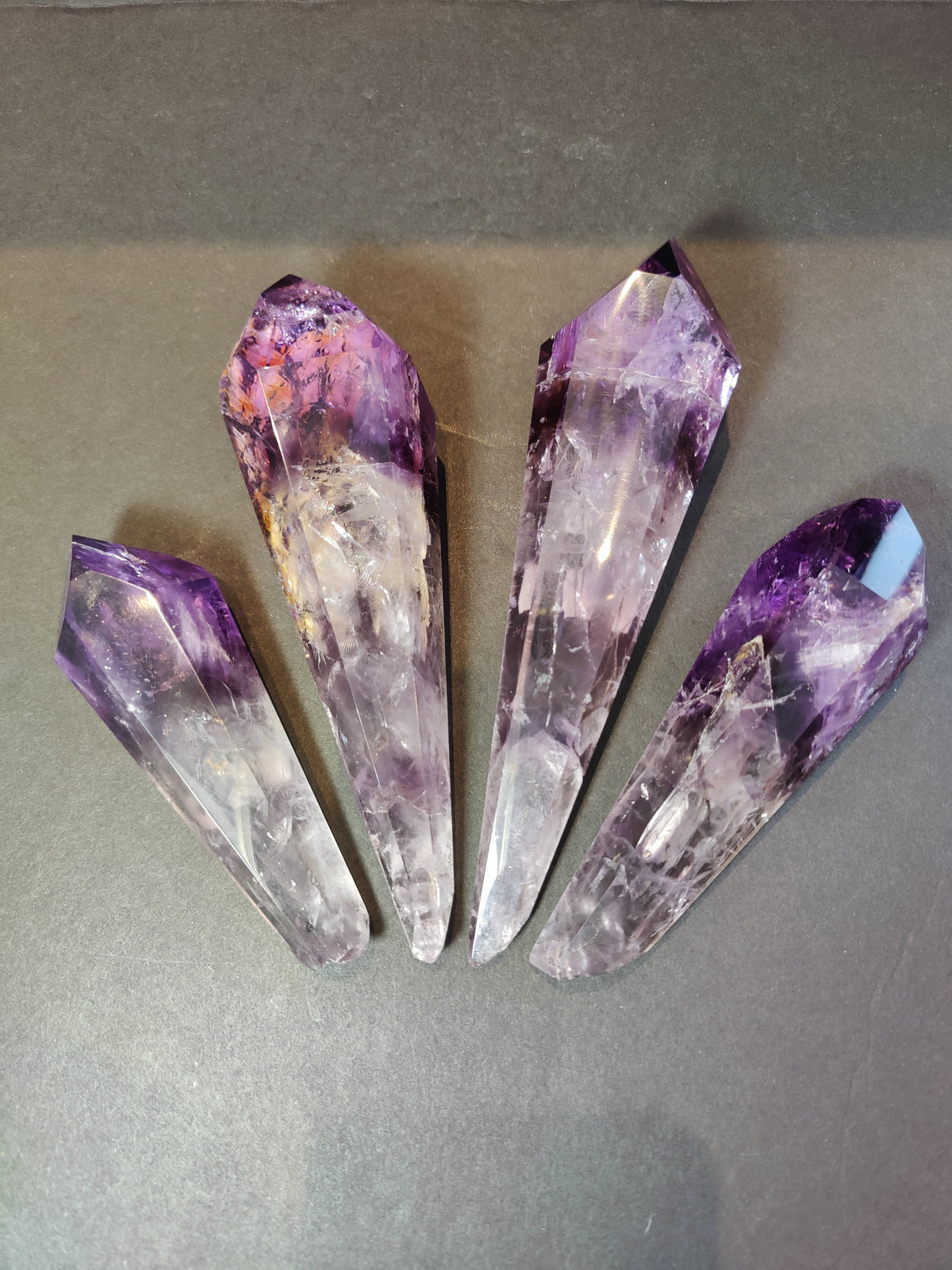 Amethyst Scepter Wand with Metal Display Stand — Polished Brazilian Amethyst