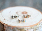 Labradorite Baguette Stud Earrings - Gold Filled, Silver or 14k Gold
