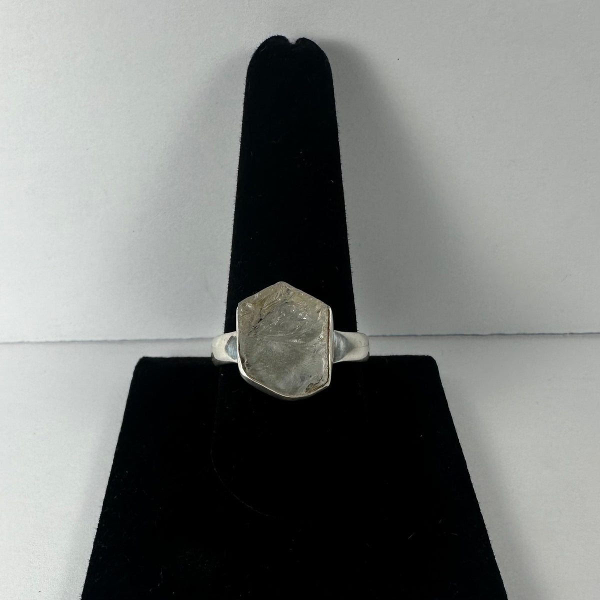 Raw Quartz Ring, Rough Crystal in Sterling Silver - US Size 10.5