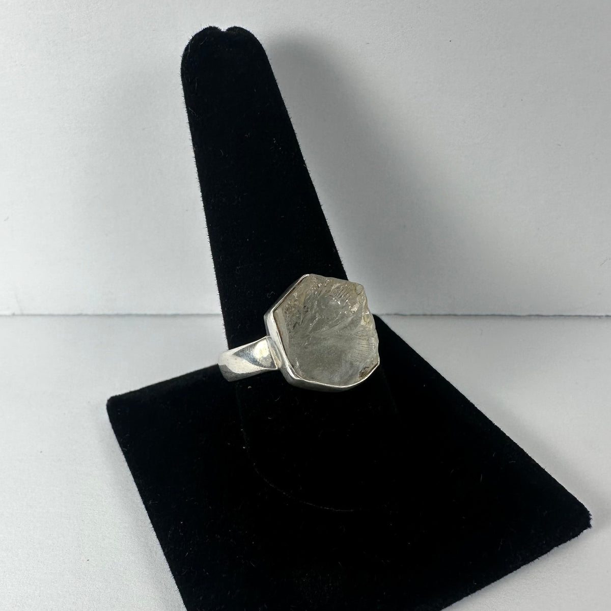 Raw Quartz Ring, Rough Crystal in Sterling Silver - US Size 10.5