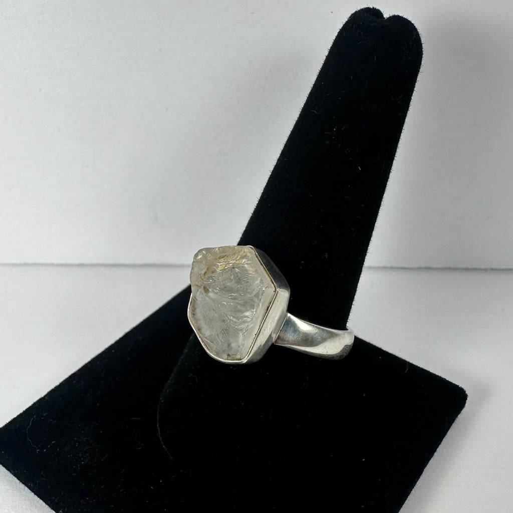 Raw Quartz Ring, Rough Crystal in Sterling Silver - US Size 10.5
