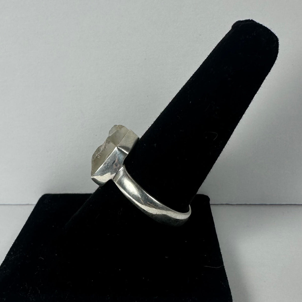 Raw Quartz Ring, Rough Crystal in Sterling Silver - US Size 10.5