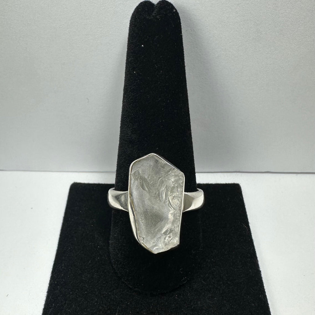 Raw Quartz Ring, Rough Crystal in Sterling Silver - US Size 11.5