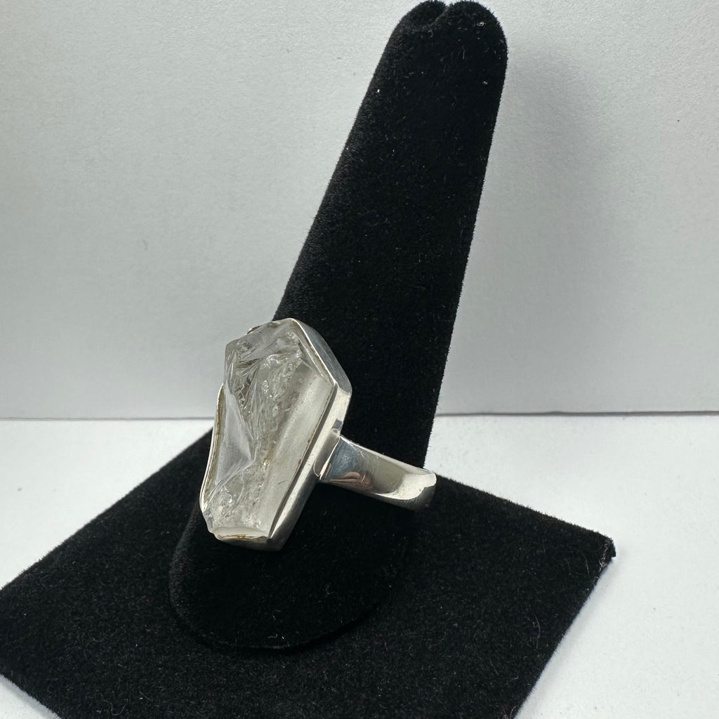 Raw Quartz Ring, Rough Crystal in Sterling Silver - US Size 11.5