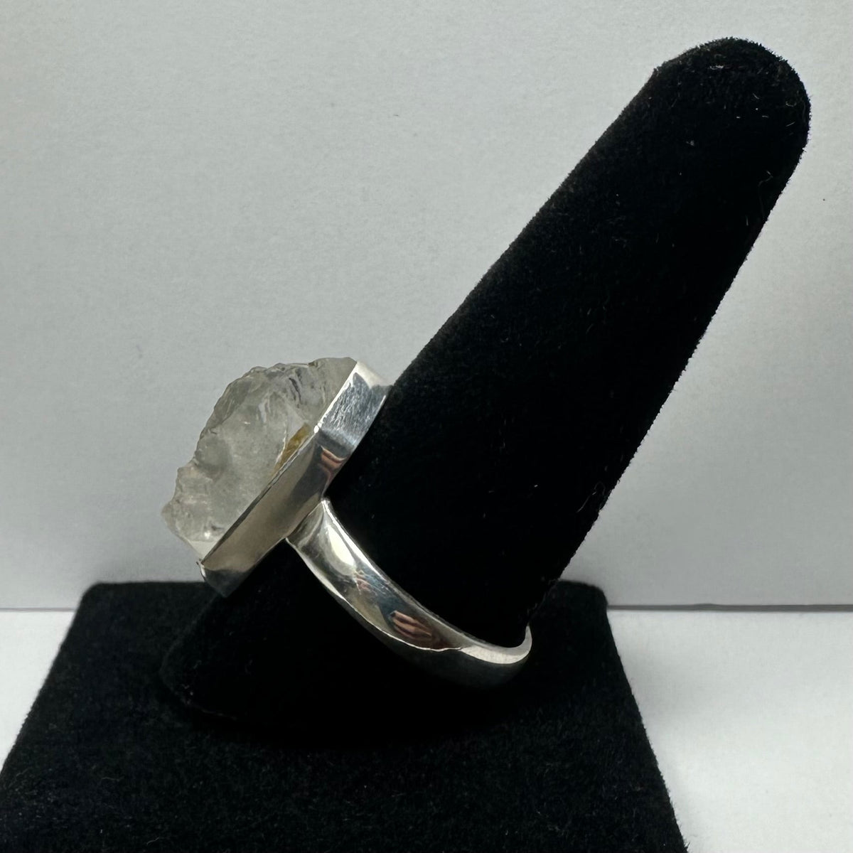 Raw Quartz Ring, Rough Crystal in Sterling Silver - US Size 11.5