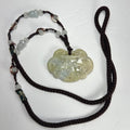Nephrite Jade Necklace, Carved Dragon & Phoenix Pendant, 14.5 in