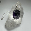 Raw Amethyst Pendant, Dark Rough Crystal in Sterling Silver - Chain Sold Separately