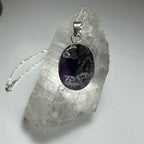 Raw Amethyst Pendant, Dark Rough Crystal in Sterling Silver - Chain Sold Separately