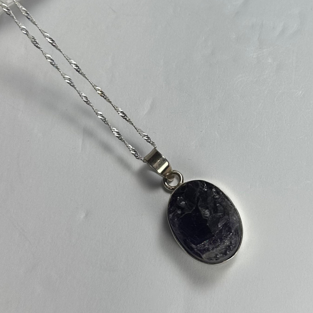 Raw Amethyst Pendant, Dark Rough Crystal in Sterling Silver - Chain Sold Separately