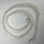 Moonstone Necklace, Rondelle Bead Strand on Sterling Silver Chain