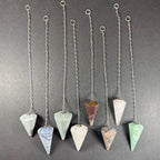Crystal Pendulum, Faceted Gemstone Point with 7 in Chain — Choose Your Stone