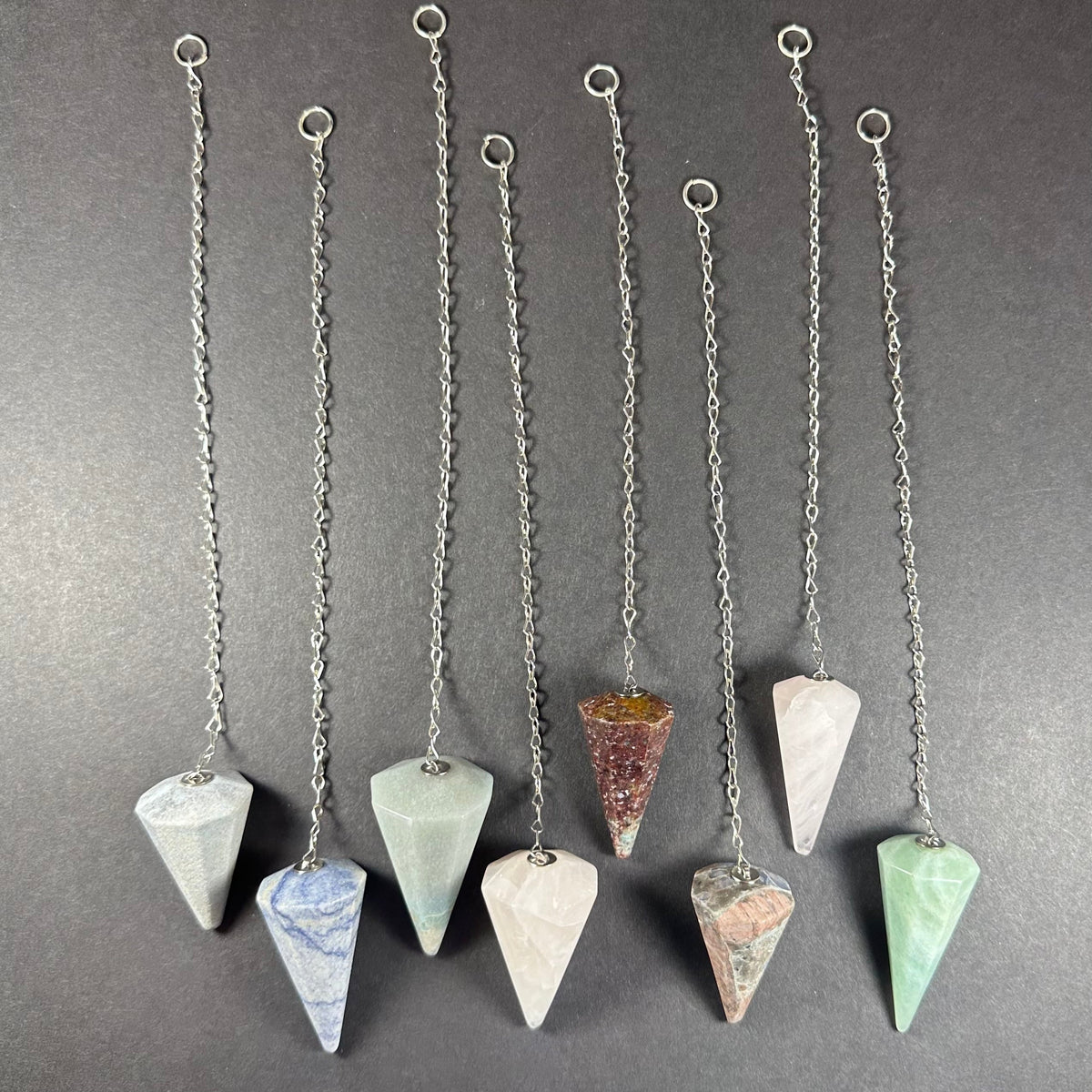 Crystal Pendulum, Faceted Gemstone Point with 7 in Chain — Choose Your Stone