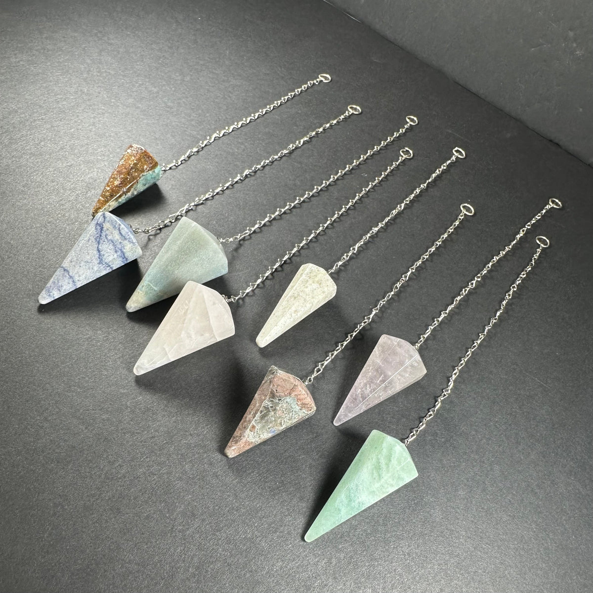 Crystal Pendulum, Faceted Gemstone Point with 7 in Chain — Choose Your Stone