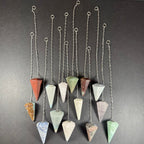 Crystal Pendulum, Faceted Gemstone Point with 7 in Chain — Choose Your Stone