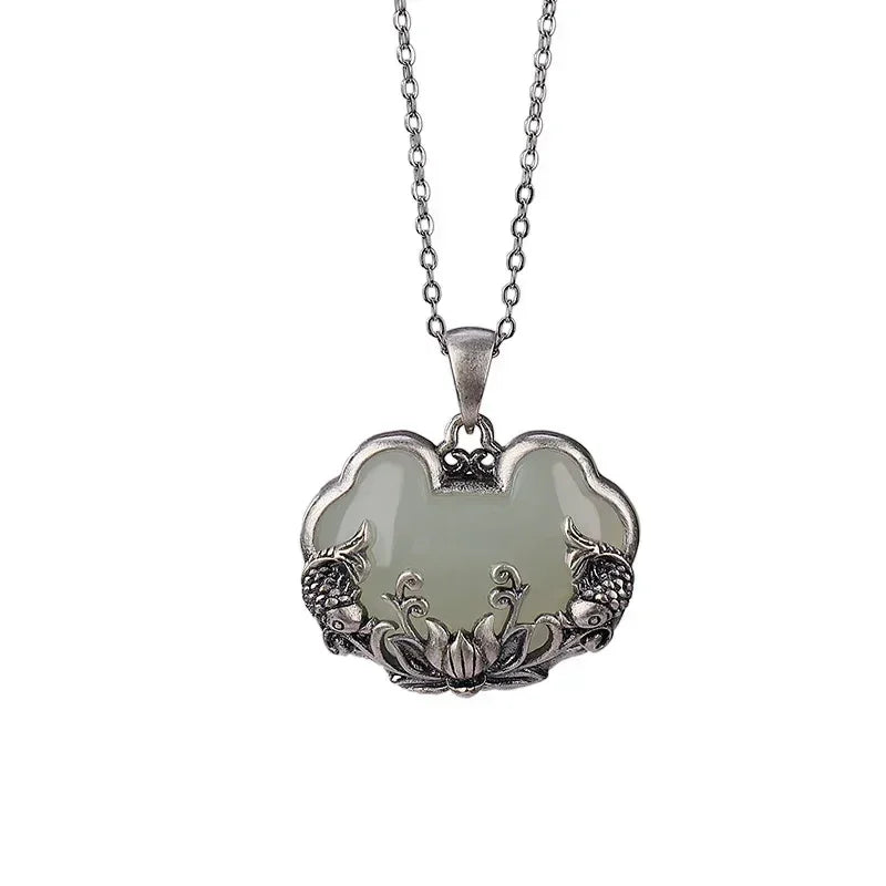 Chalcedony Silver Pendant Necklace
