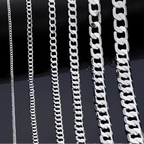 Silver chain necklaces of different lengths on a black background with 'ALIZERO' branding.