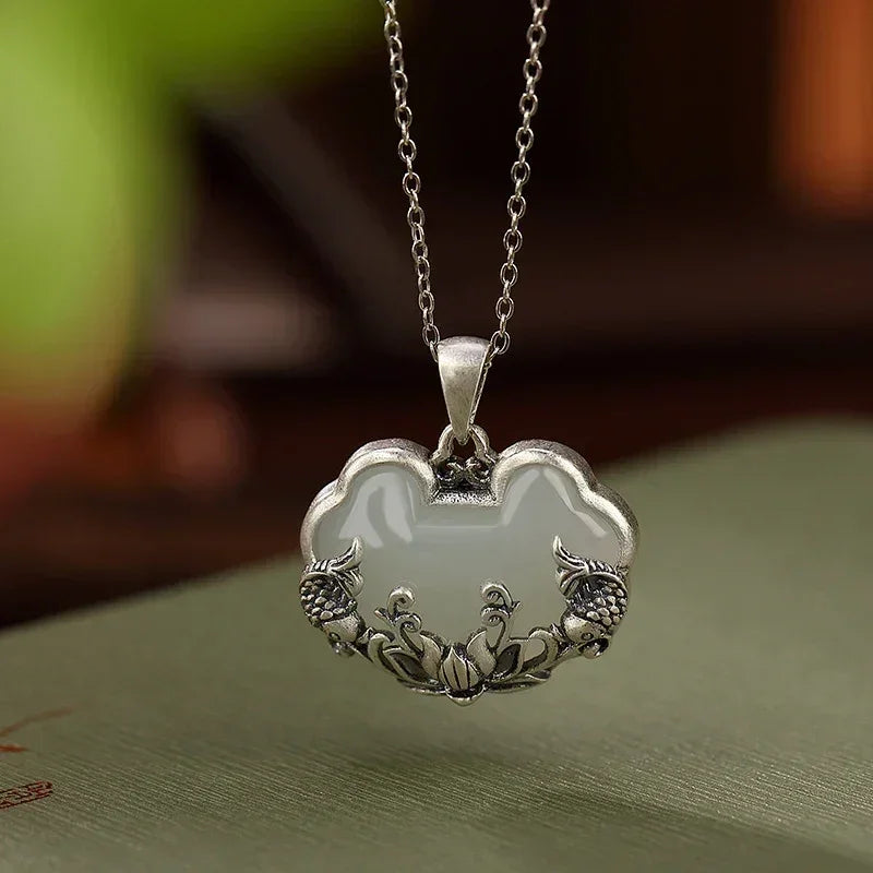 Chalcedony Silver Pendant Necklace