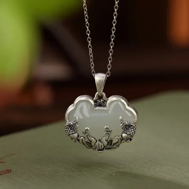 Chalcedony Silver Pendant Necklace
