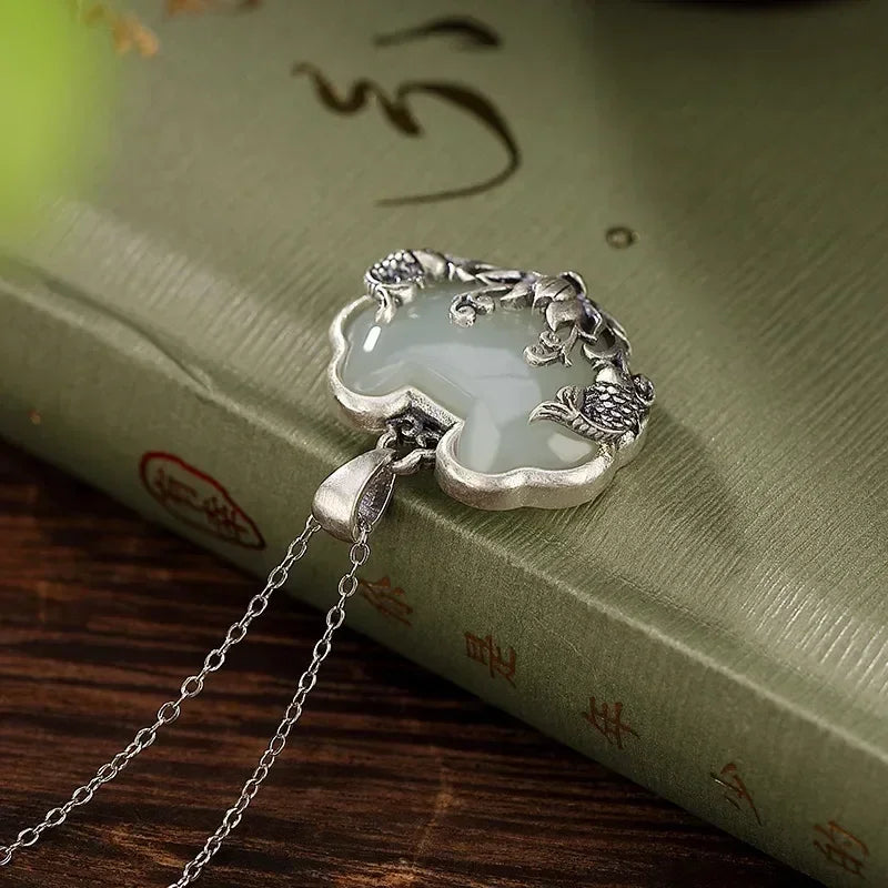 Chalcedony Silver Pendant Necklace