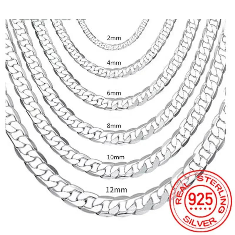 Sterling Silver Chain Necklace, 16 to 30 Inch