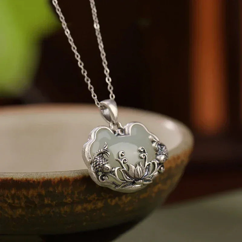 Chalcedony Silver Pendant Necklace