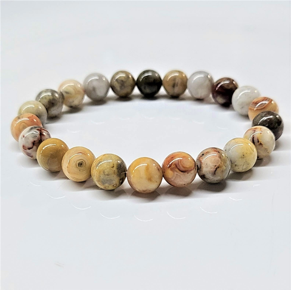 Crazy Lace Agate Bead Bracelet - 4 to 10 mm Stretch
