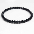 Black Tourmaline Bead Bracelet - 4 to 10 mm Stretch