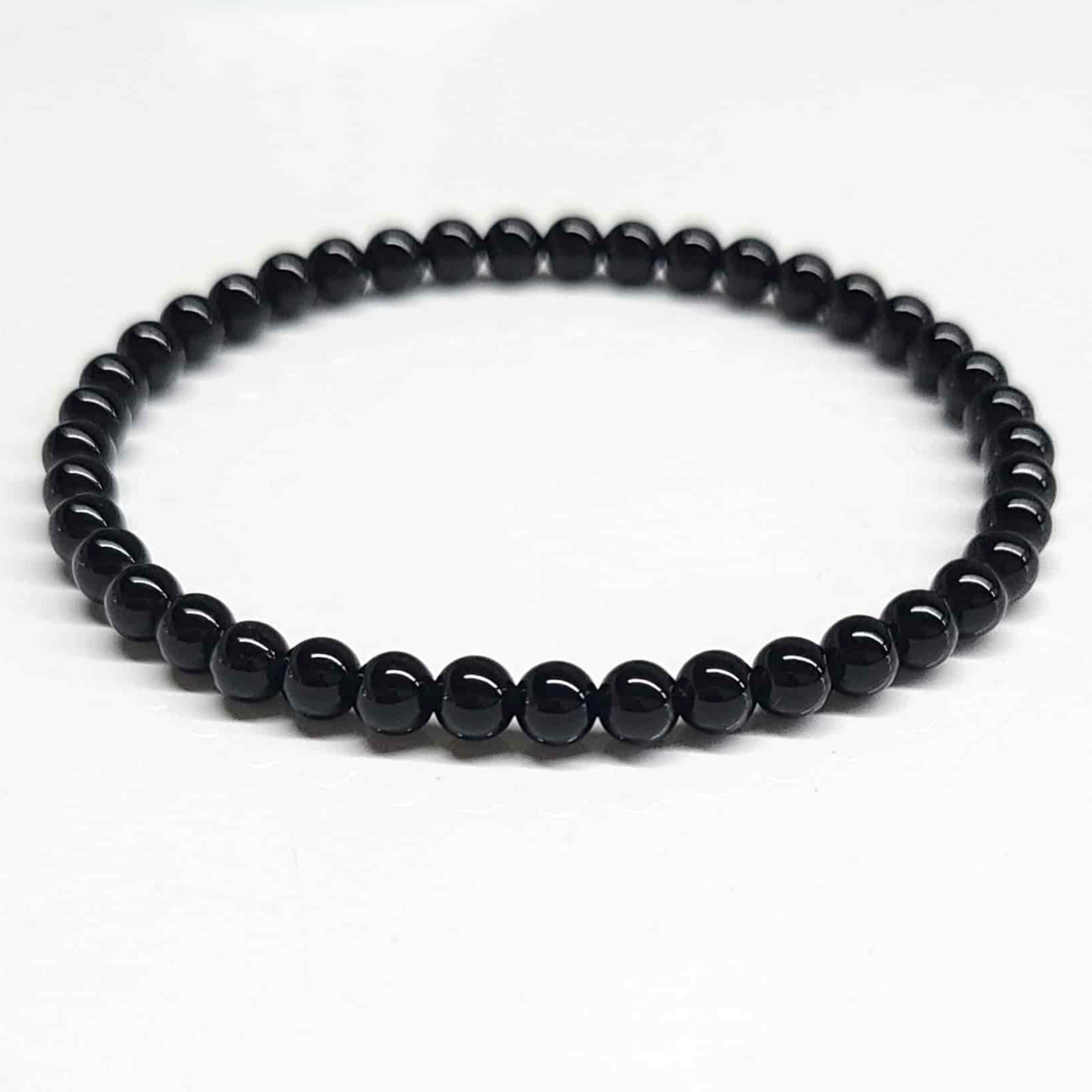 Black Tourmaline Bead Bracelet - 4 to 10 mm Stretch