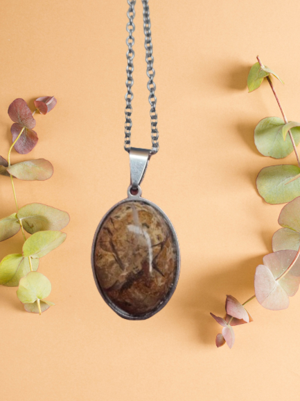 Picture Jasper Pendant Necklace