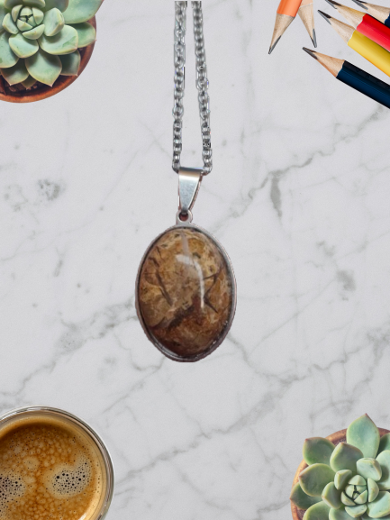 Picture Jasper Pendant Necklace