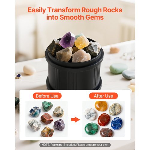 VEVOR Rock Tumbler Kit, 4 lb Belt-Free Rock Polisher, 4 Speeds