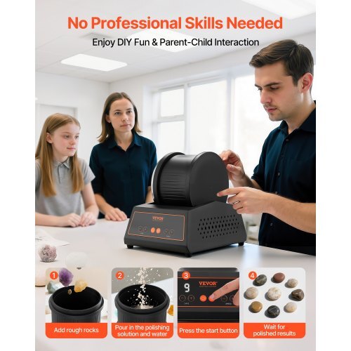 VEVOR Rock Tumbler Kit, 4 lb Belt-Free Rock Polisher, 4 Speeds