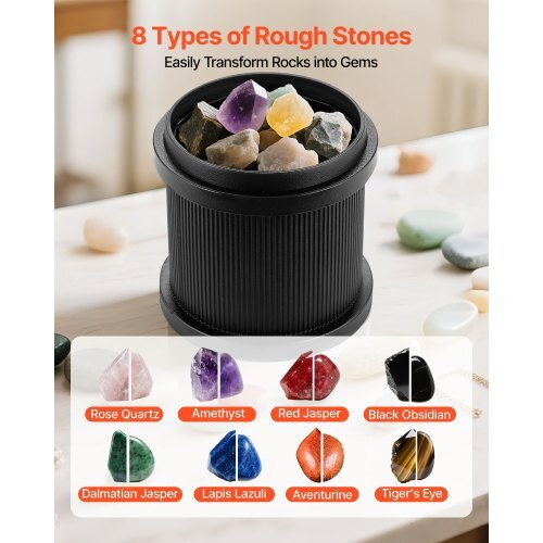 VEVOR Rock Tumbler Kit, 2 lb Rock Polisher with Rough Gems and Grit