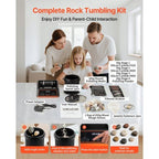 VEVOR Rock Tumbler Kit, 2 lb Rock Polisher with Rough Gems and Grit