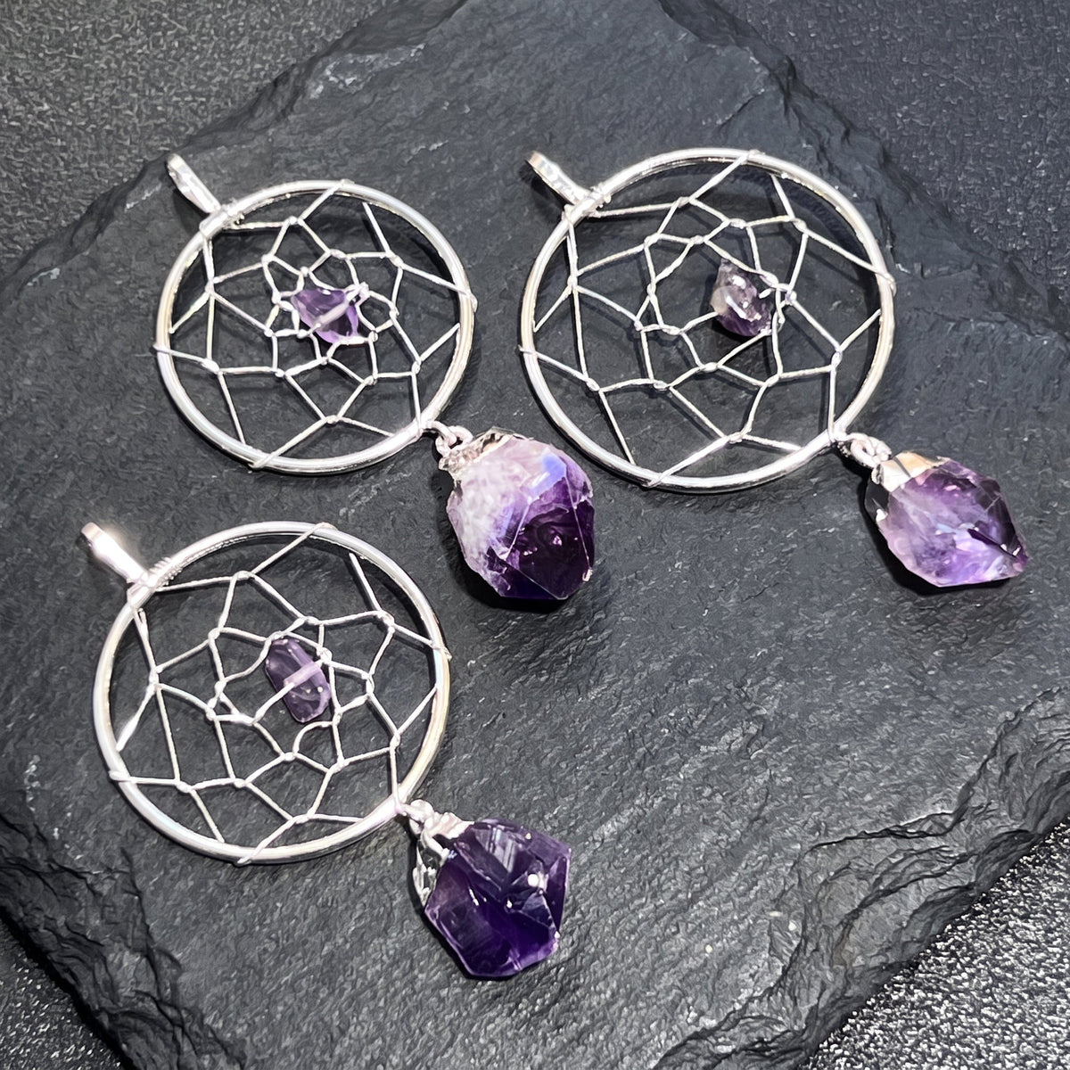 Amethyst Dreamcatcher Silver Pendant