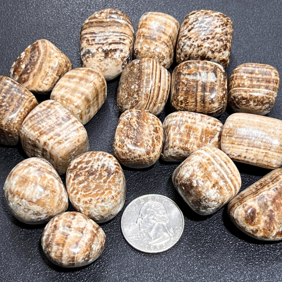 Brown Banded Aragonite Tumbled Stones - Peru
